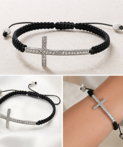 Handcrafted Crystal Cross Shamballa Bracelet