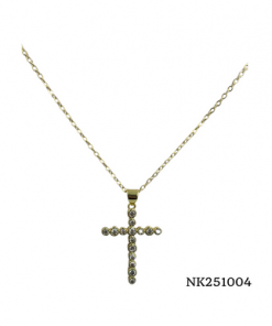 Necklace- Thin gold cross with rhinestones on gold chain