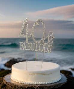 Cake Topper - "40/50 & Fabulous, 60&Years Loved", Silver/Gold