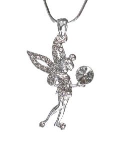 Necklace Fairy Standing Holding Crystal