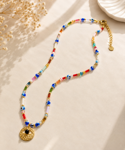 Rainbow Evil eye Necklace or Bracelet