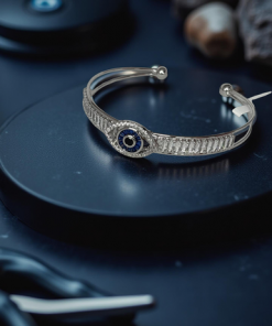 Bracelet open cuff double band design evil eye