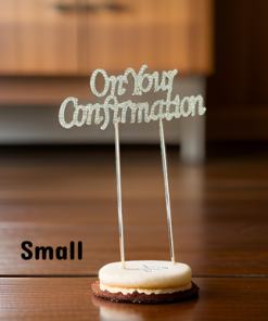 Cake Topper - On Your Confirmation (33/60mm, Gold/Silver)