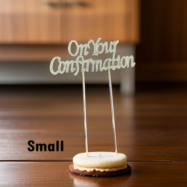 Cake Topper - On Your Confirmation (33/60mm, Gold/Silver)