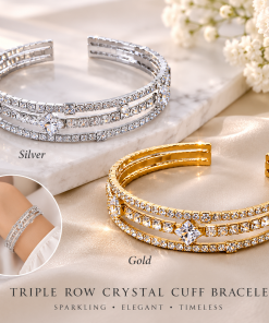 Celeste Triple Row Crystal Cuff Bracelet