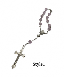 Rosary- Pink crystal with chalice or Mary option style
