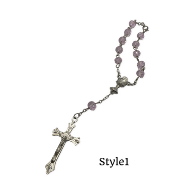 Rosary- Pink crystal with chalice or Mary option style