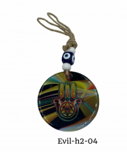 Evileye hamsa glass Yellow wall hanging size 8cm