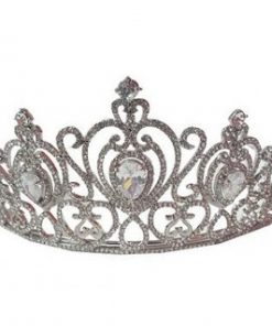Hair tiara large - heart swirl shape designs, & swirls with tear drop crystals