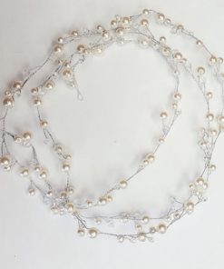 Hair vine long with large pearls and crystal beads