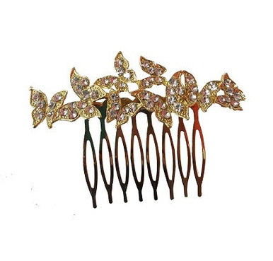 Hair comb- 8 butterflies, gold