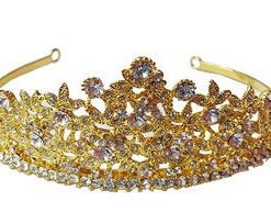 Hair Tiara- Pointy leaves with circle rhinestones- GD