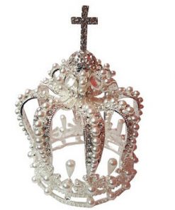 Cake Topper- Large pearl and rhinestone crown w/ cross color option