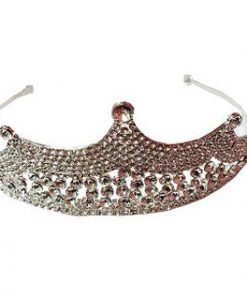 Hair tiara- 5 points with large crystals in middle and small rhinestones around- silver