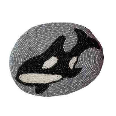 B/W Whale on Grey (Oval)