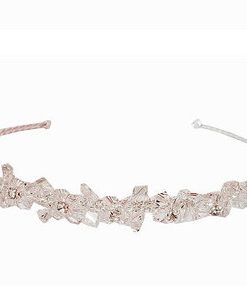 Hairband - 11 clear beaded flowers and more clear beads around, with rhinestones