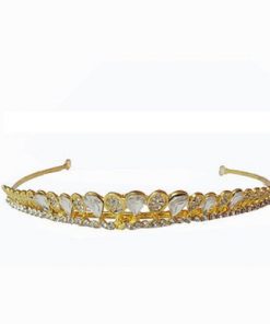 Hair tiara- Tear Drop Shape Fanned Out with a lot of Smaller Circles on the Bottom, gold