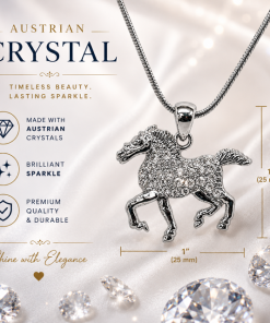 Alternative view of Austrian Crystal Horse Necklace