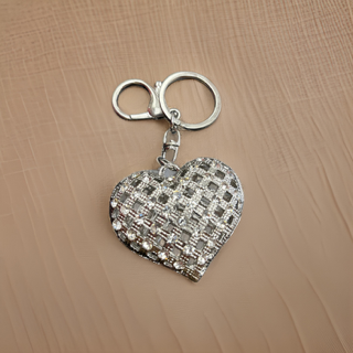 Keychain- Large 3D rhinestone heart