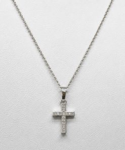 Necklace-cross flat silver