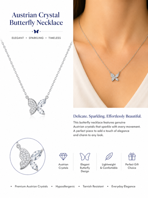 Austrian Crystal Tiny Butterfly Necklace
