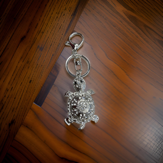 Keychain- Large rhinestone turtle head move