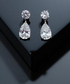 Cubic zirconia earring - Diamond and Drop dangling