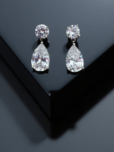 Cubic zirconia earring - Diamond and Drop dangling