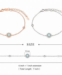 Evil eye bracelet on gold or silver chain (Color option)