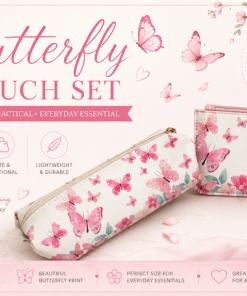 Floral Butterfly Cosmetic Pouch & Card Holder