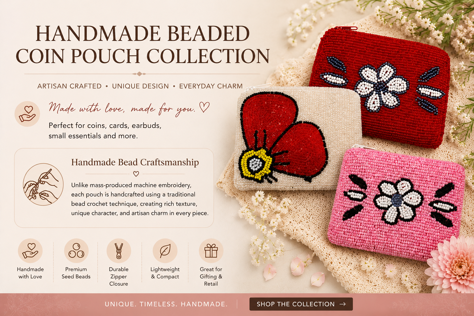 Beaded Floral Coin Purse Collection - Image 2