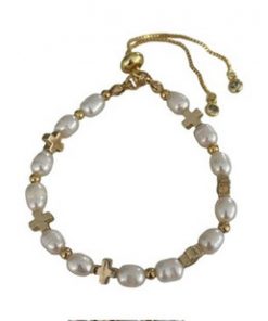 Naturally pearl with more  cross gold
