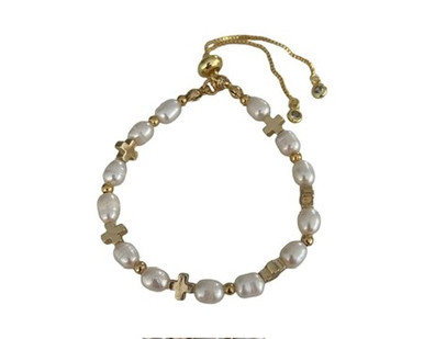 Naturally pearl with more  cross gold