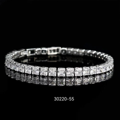 Tennis Bracelet - Cubic Zirconia, cube w/extend part