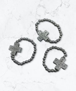 Stretchy thick rhinestone cross rings , 3 pcs for $10.00