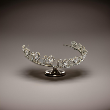 Hair tiara -10 rain drop crystals with crystal flowers