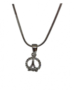 Necklace - Eiffel tower (sm) with round tag