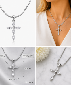 Alternative view of Marquise Crystal Cross Necklace