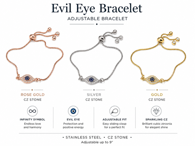 Bracelet- Evil eye flat Adjustable Chain