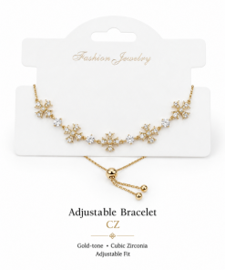Cross CZ Adjustable Bracelet Gold