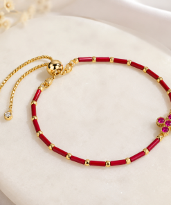 Ruby Cross Adjustable Bracelet