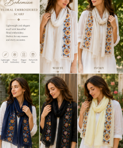 Bohemian Floral Embroidered Scarf