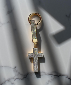 Keychain-3D rhinestone Cross