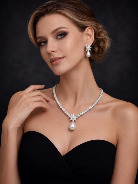 CZ & Pearl Bridal Jewelry Set