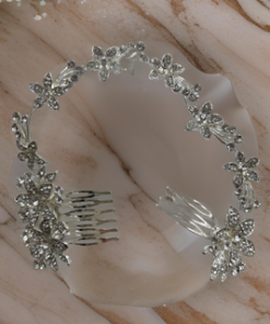 Hair comb - Long two comb each side flower pointy petal