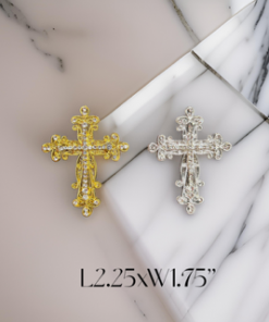 Brooch - Cross fancy style Gold or Silver