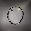 Bracelet-crystal black beads cross Austrian  shambella bead