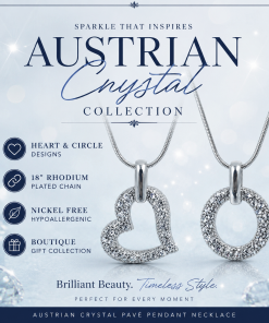 Alternative view of Austrian Crystal Open Heart and Circle Necklace