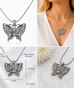 Alternative view of Austrian Crystal Butterfly Necklace