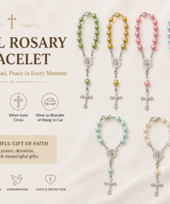 Imitation Pearl Rosary Bracelet/ Car hanging Cross